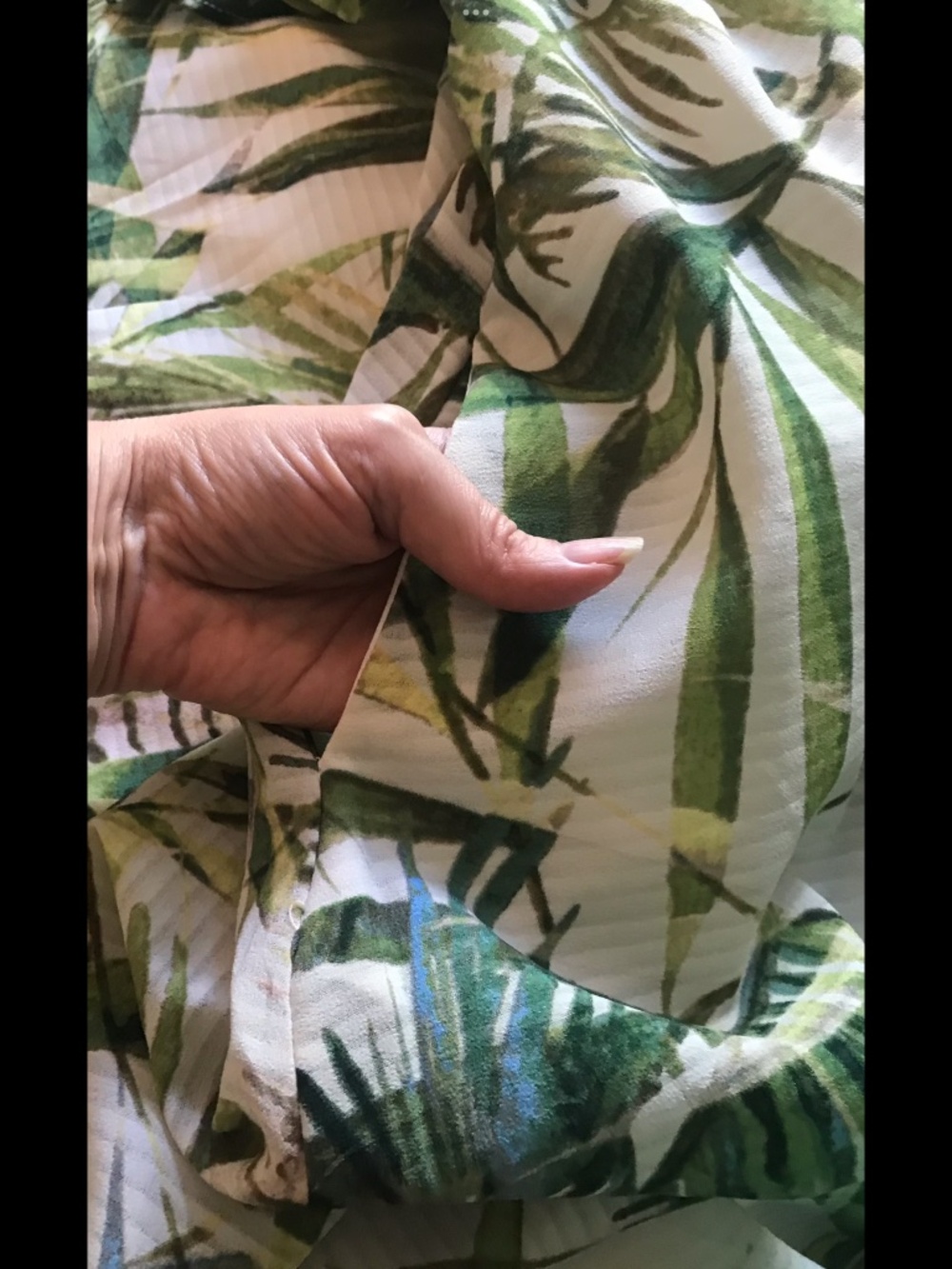 TAYLOR Tropical Bamboo Palms Maxi Dress with Pockets Tie Bodice Smocked EUC Sz 6 - Picture 4 of 12
